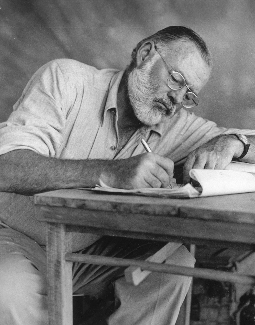 Ernest Hemingway Writing at Campsite in Kenya Print 11″x14″