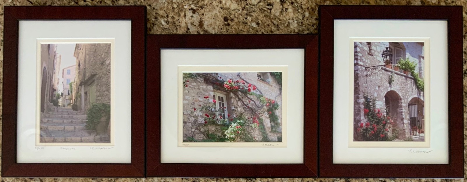 Set of 3 Framed Signed Art Photography Italy Architecture Flowers Provence