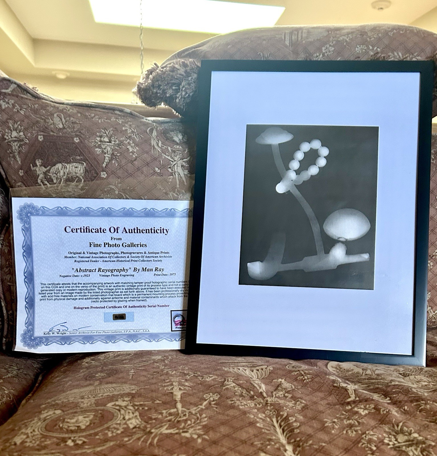 Man Ray “Abstract Rayograph” 1975 Vintage Photo Engraving w/ COA, c.1923 Neg
