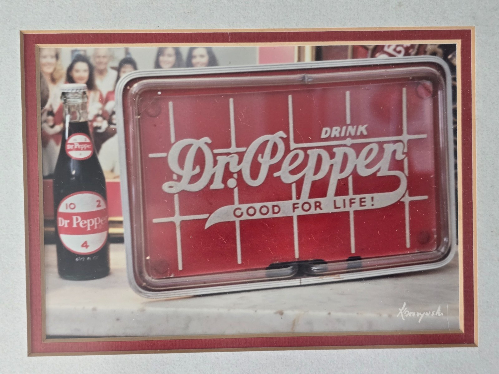 Vintage Rare Dr Pepper Photography Wall Art Matted, Framed, Signed Korczynski