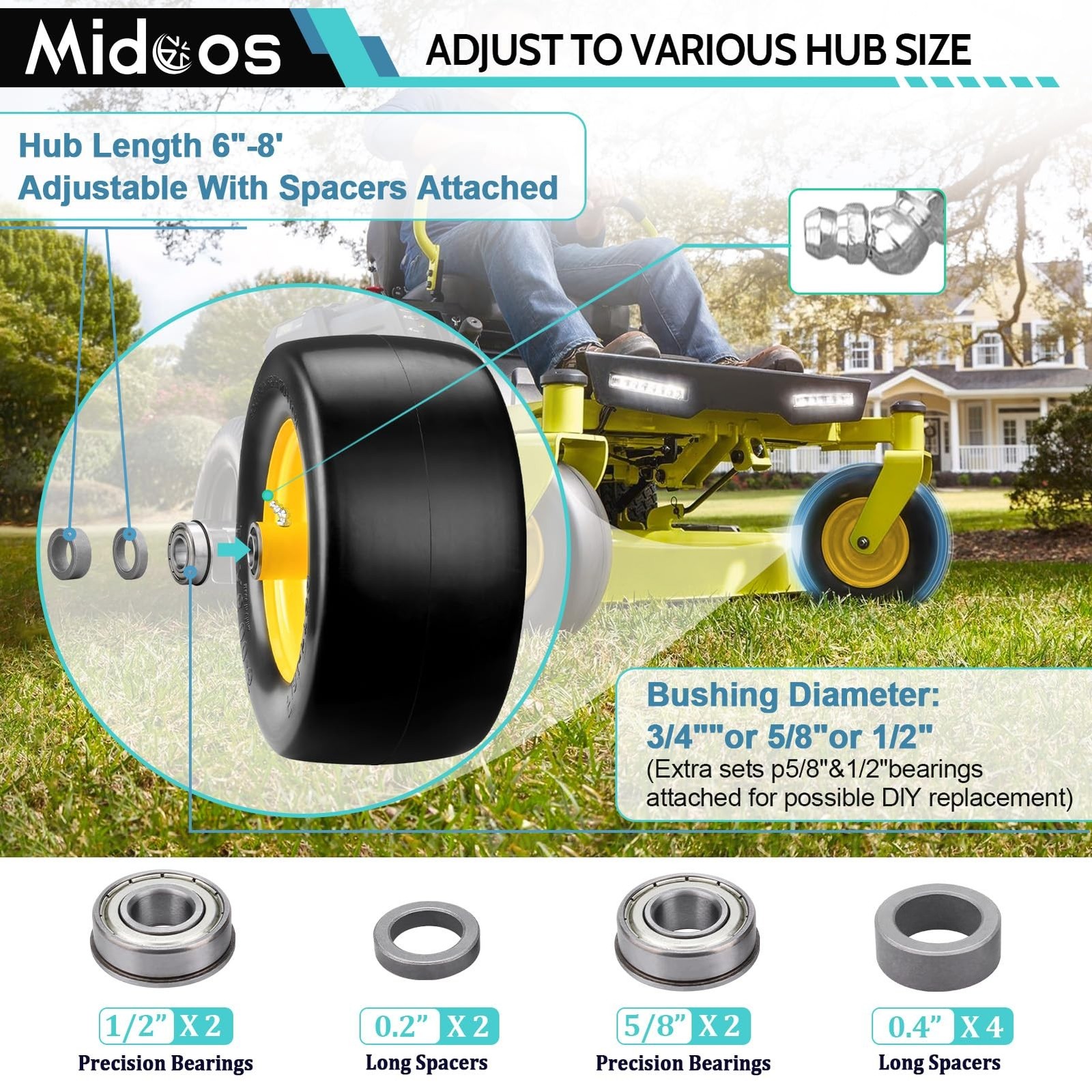 11×6.00-5 Flat Free Tire, 2 Pcs 11×6.00-5 Tires for Zero Turn Mower, 11×6-5 L…