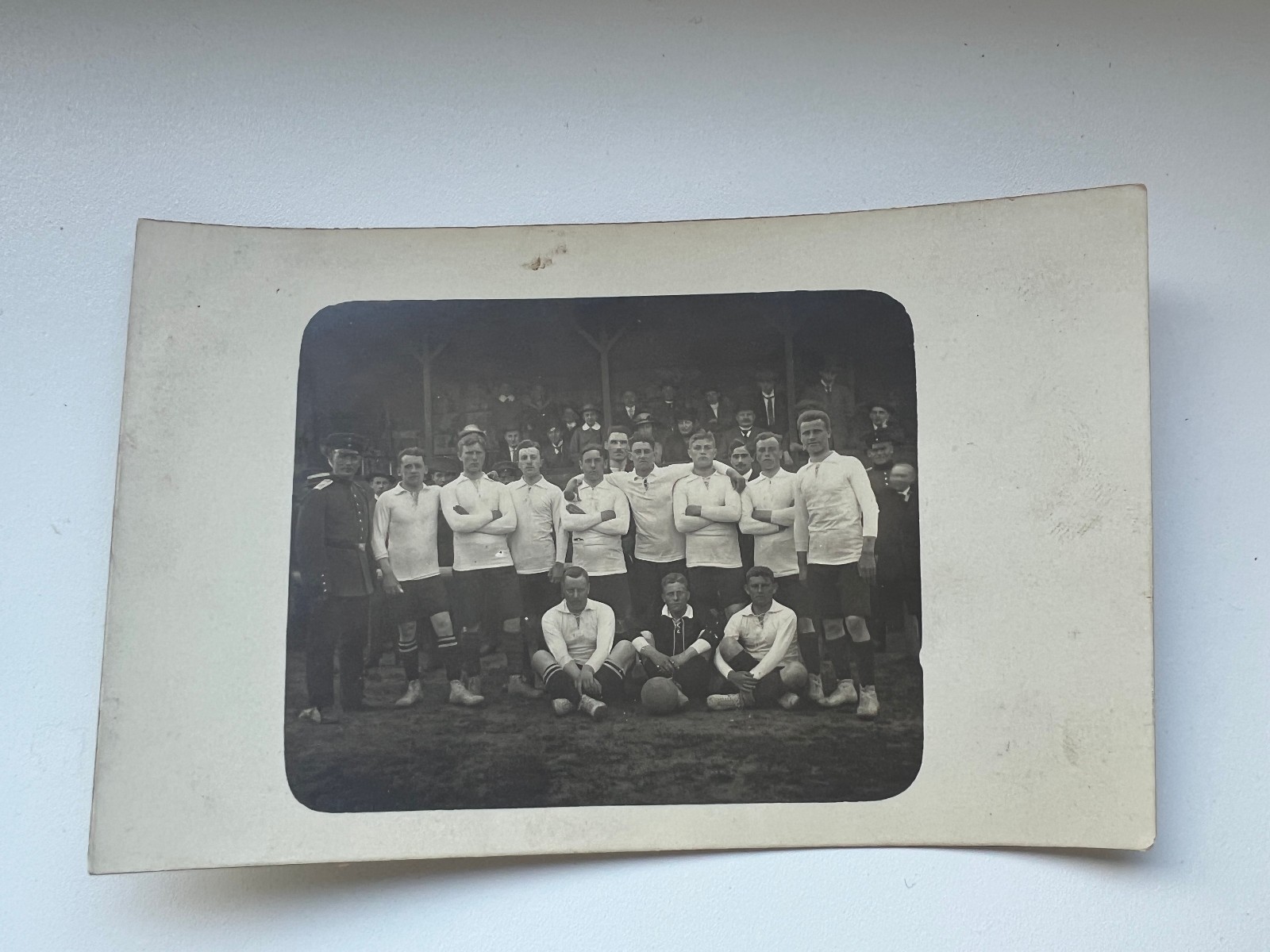 Photo F 19 Football Team Photo Circa 1920s Approx 9x14cm