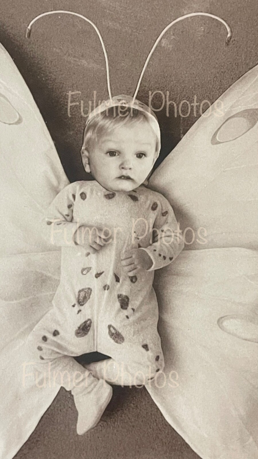 Vintage B&W Anne Geddes BUTTERFLY BABY Possible EARLY PHOTOSHOP Type Photo OOAK