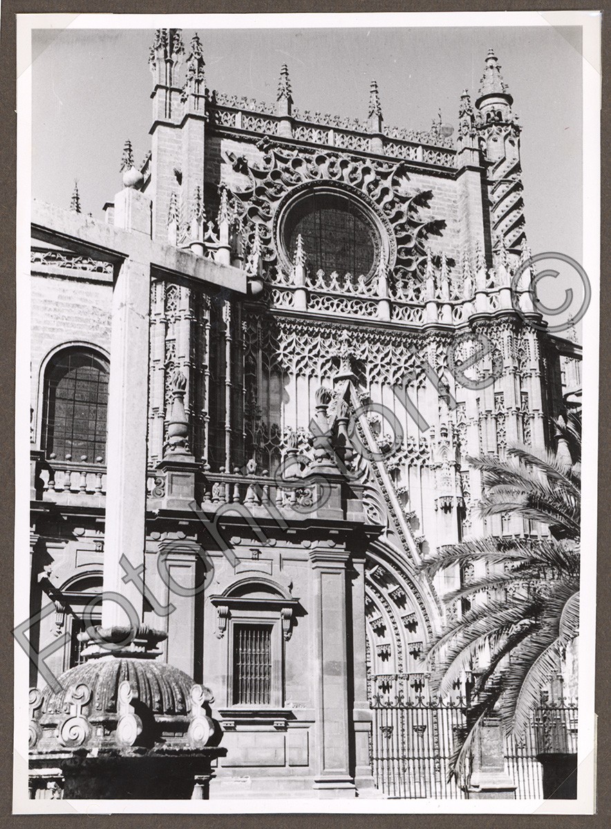 Photo Spain Seville Cathedral La Giralda Portal Facade 1950s