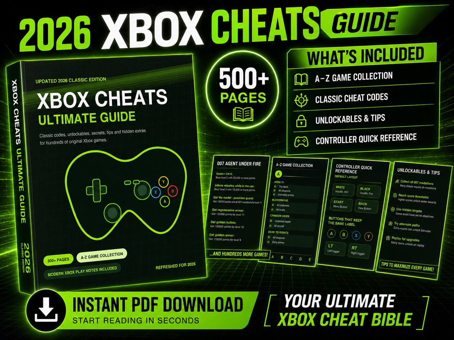 Digital Xbox Cheats Guide PDF 2026 Classic Edition 500+ Pages Retro Game Codes T