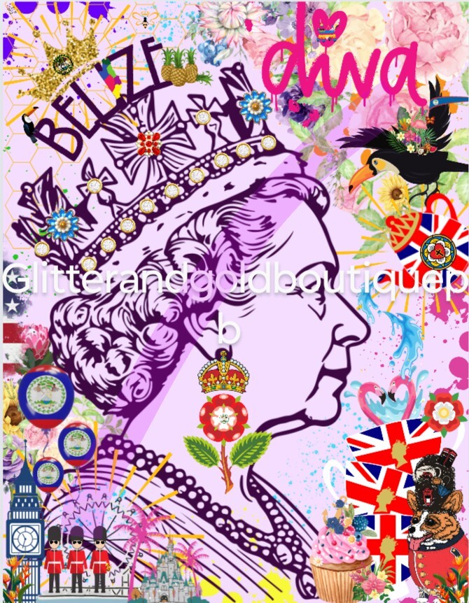 Digital Image Picture Queen Elizabeth II Belize Pop Art