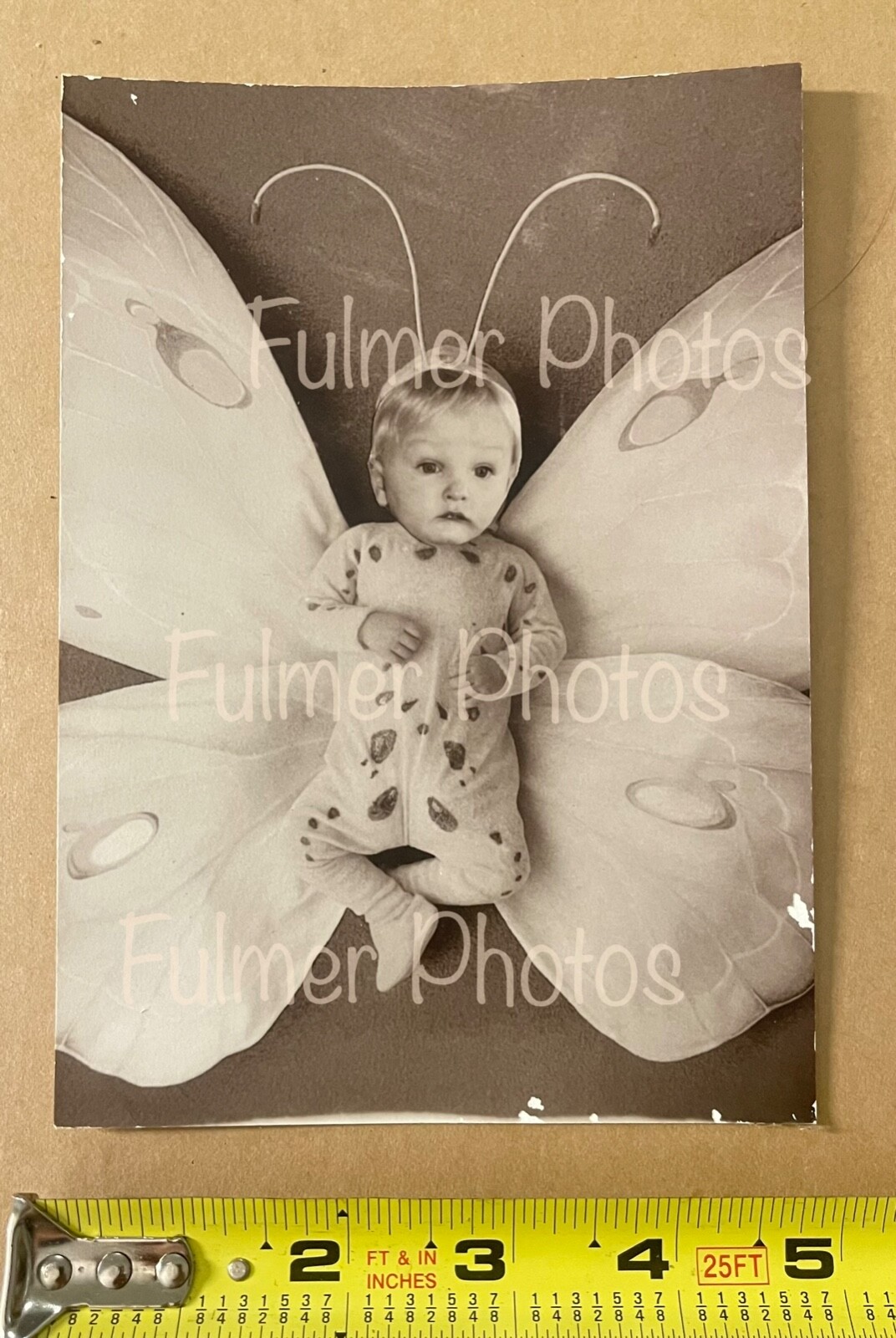 Vintage B&W Anne Geddes BUTTERFLY BABY Possible EARLY PHOTOSHOP Type Photo OOAK