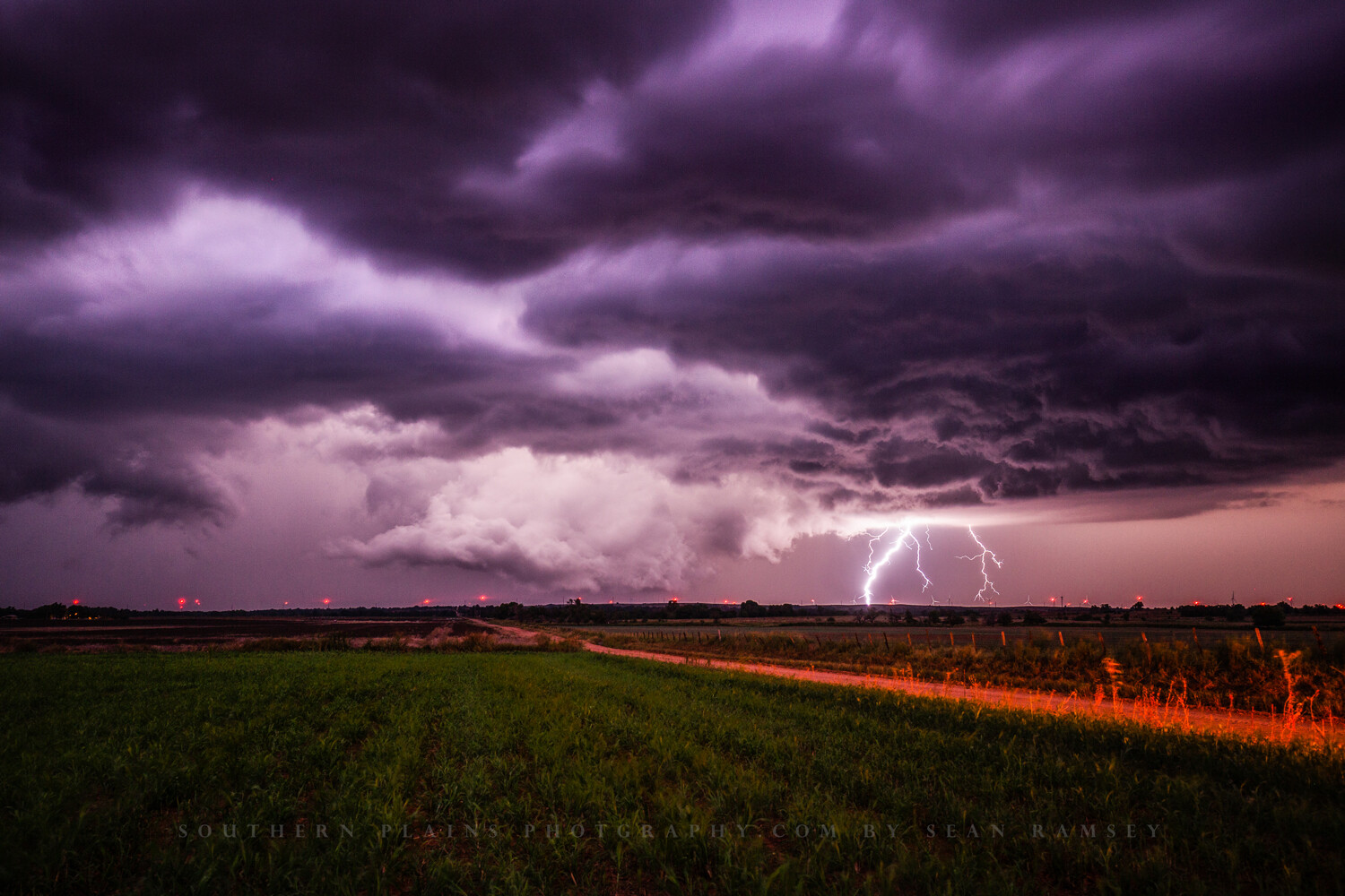 Storm Photography Print: Kansas Lightning Thunderstorm Stormy Night Photo