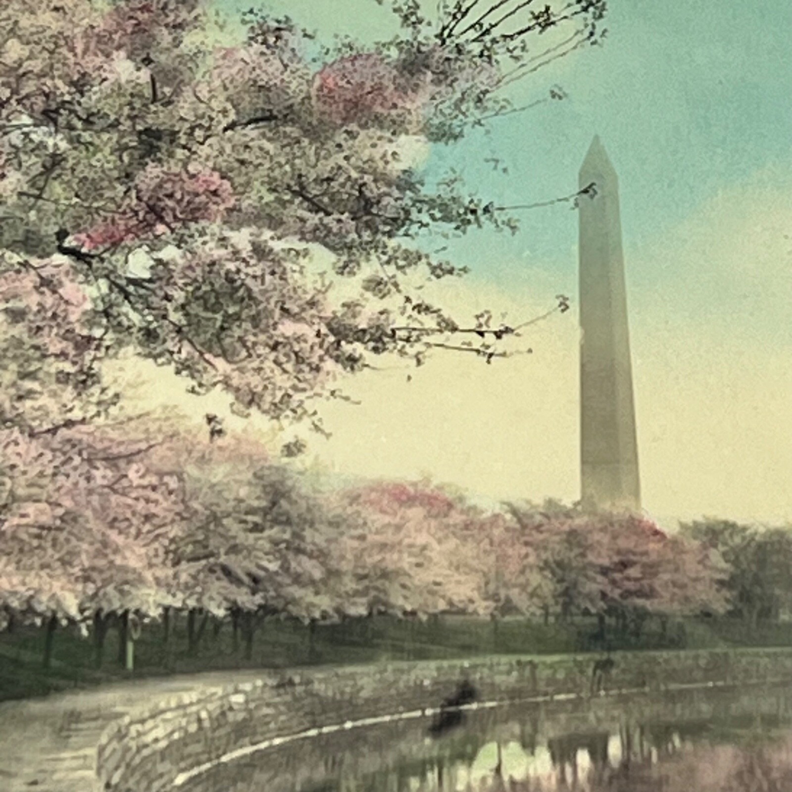 Old Royal H. Carlock Photo Washington Monument Colored Embossed Framed 8×6