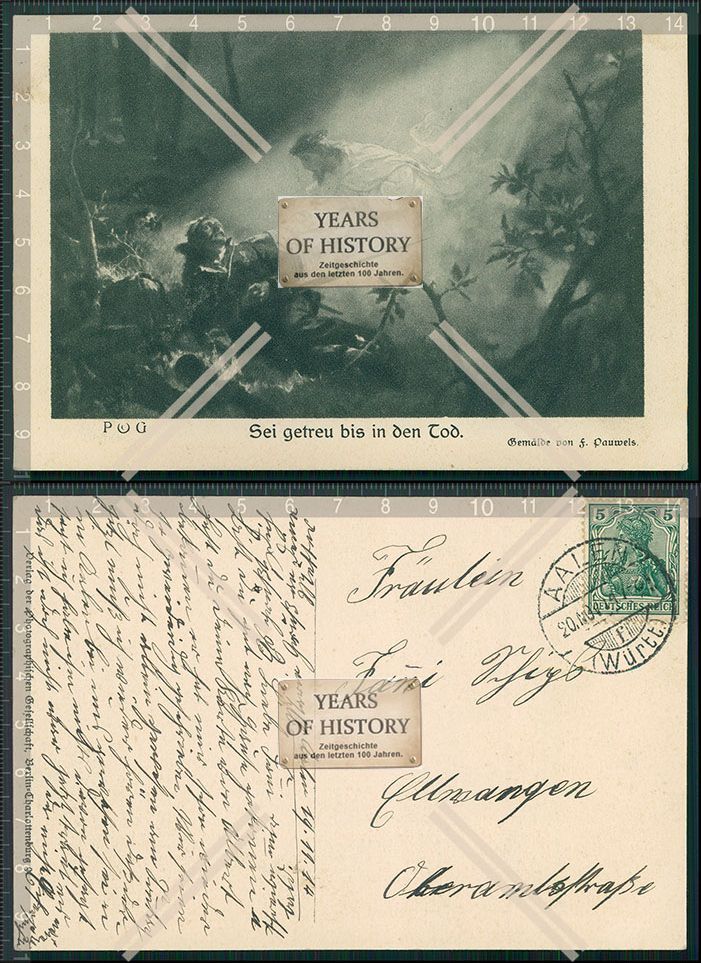 Postcard was faithfully run until death 1914 Aalen Württemberg painting by Pauw