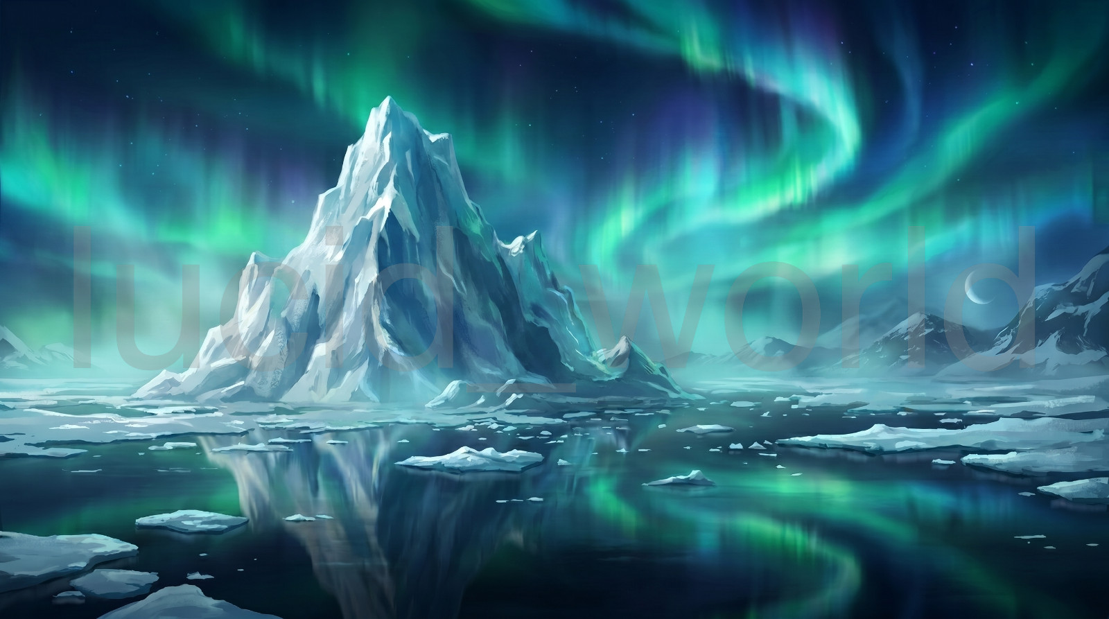 Northern Lights Aurora Borealis Iceberg Digital Art Polar Landscape Wallpaper