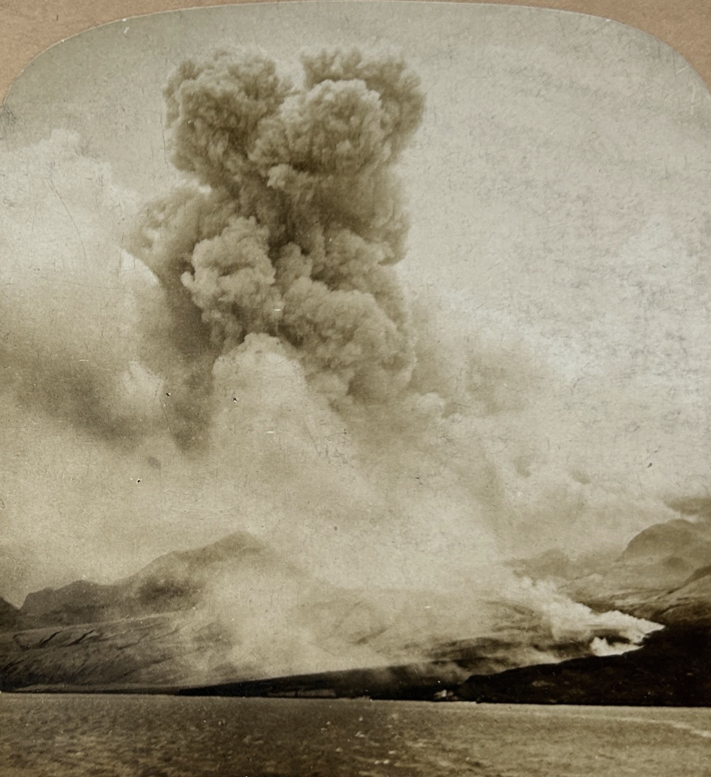 Martinique The Outbreak Of Mont Pelée In May 1902 Stereo Photo Vintage