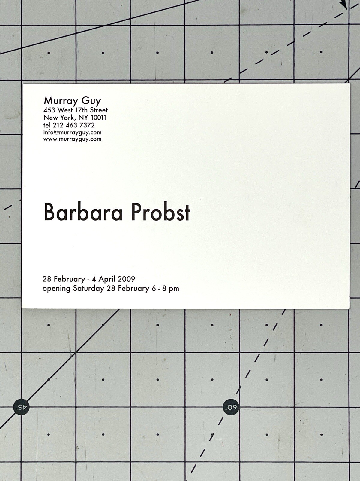 Barbara Probst (b. 1964) Art Show Announcement Card 2009 Murray Guy Gallery NYC