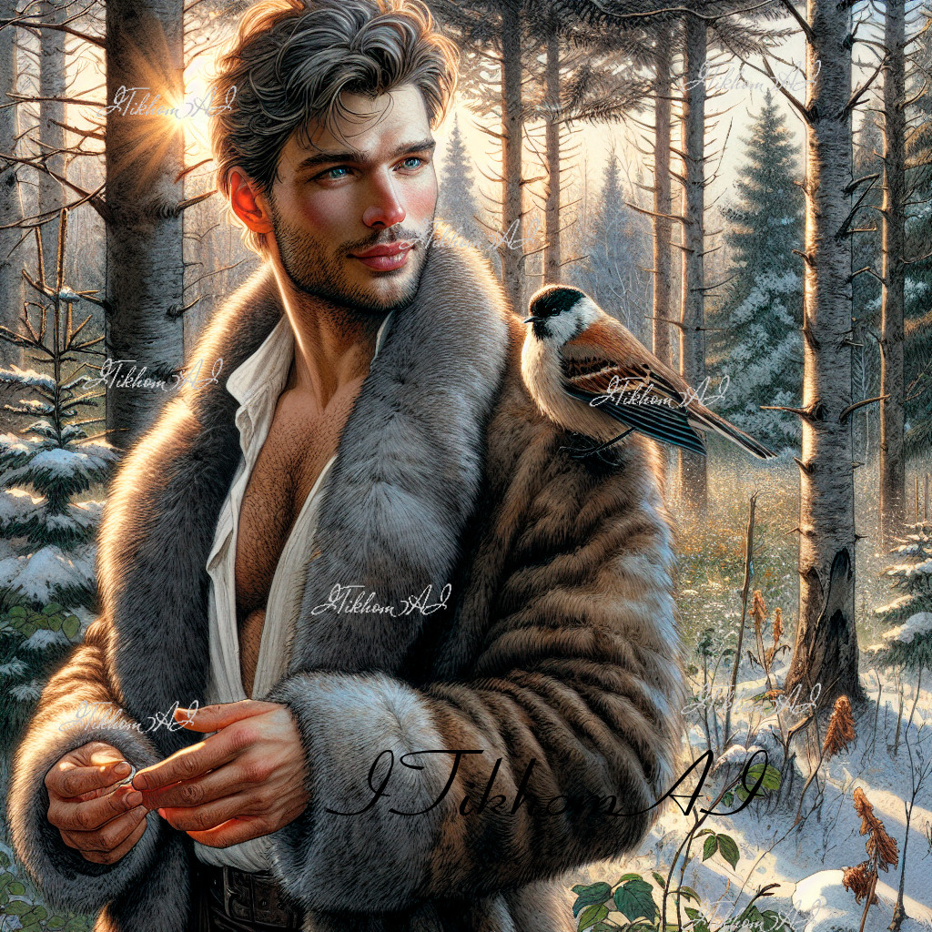 Digital Art Image Portrait Man Bird Forest Trees SunWallpaper Background Desktop