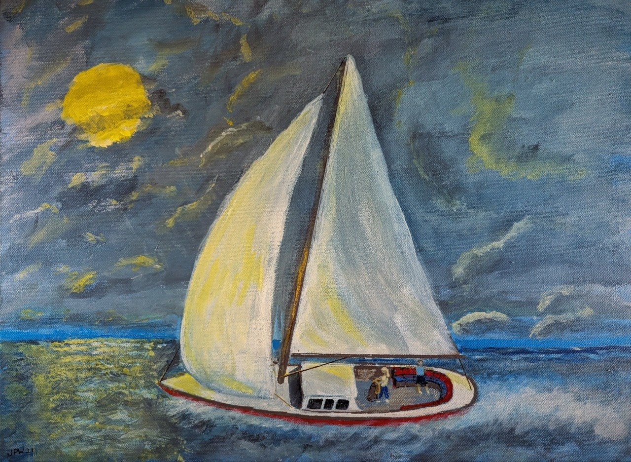 Moonlit Sail – Photography Print, 8.5×11
