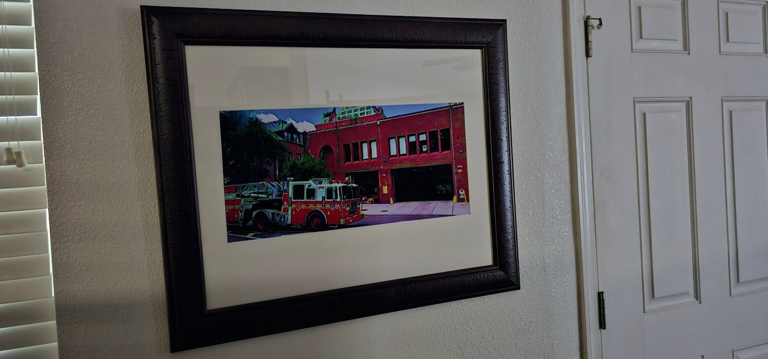 Framed and Matted High Quality Photograph of New York City Firehouse