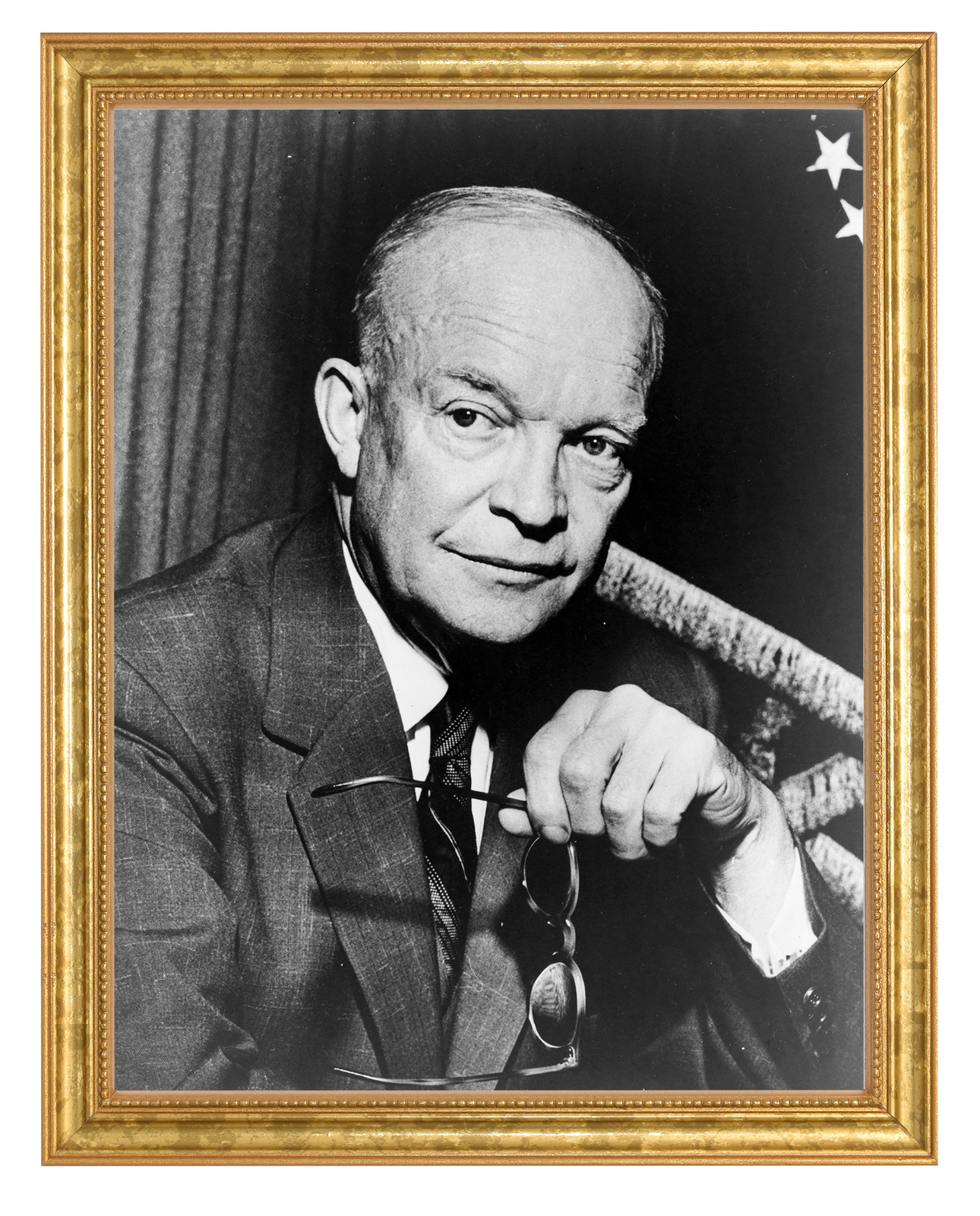 Dwight D. Eisenhower Photograph in a Aged Gold Frame