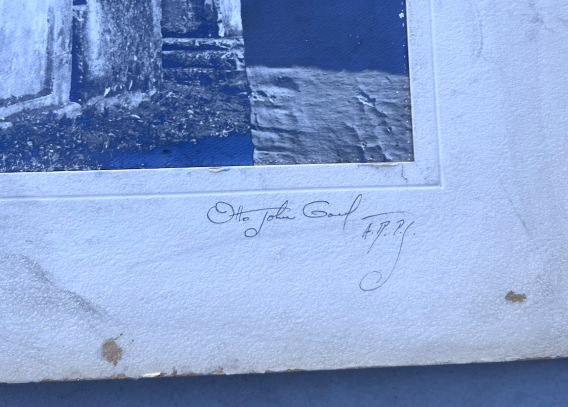 Otto John Gaul Signed Temple of the Frescoes Tulum Mexico Cyanotype Photograph