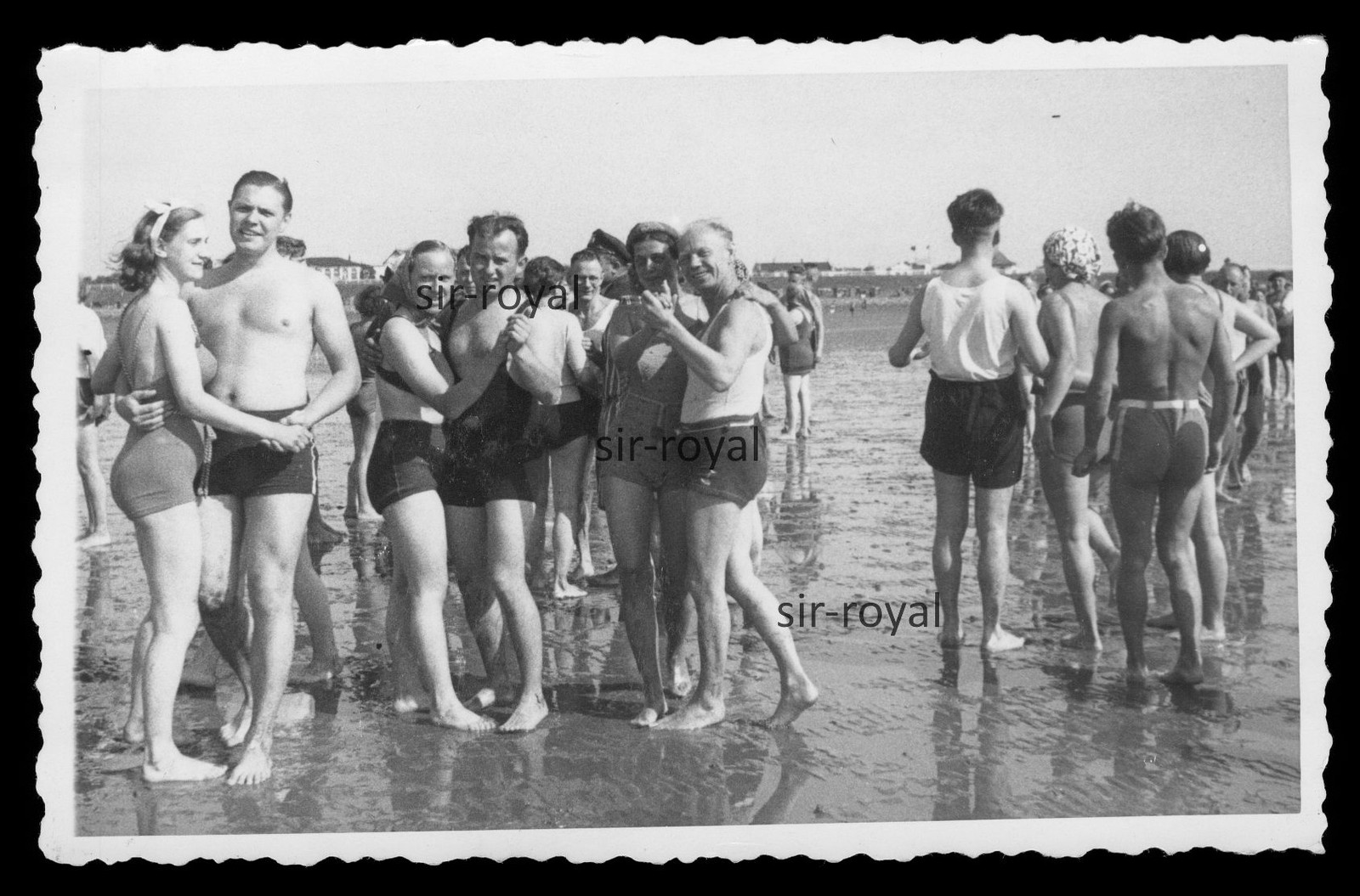 Büsum 1938 – Waltz Dancing in the Wadden Sea 1930s – Photo Postcard 14x9cm