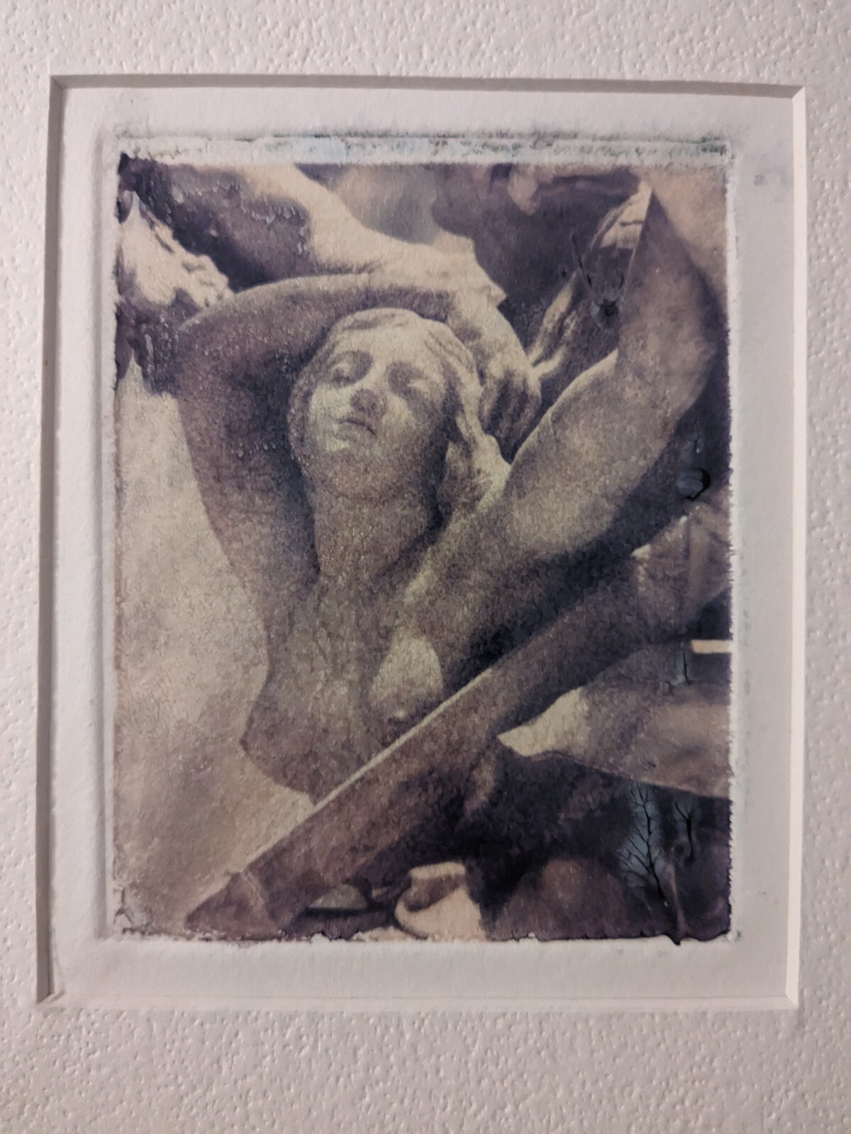 Polaroid Transfer Emulsion Photograph Nude Woman Statue France Art