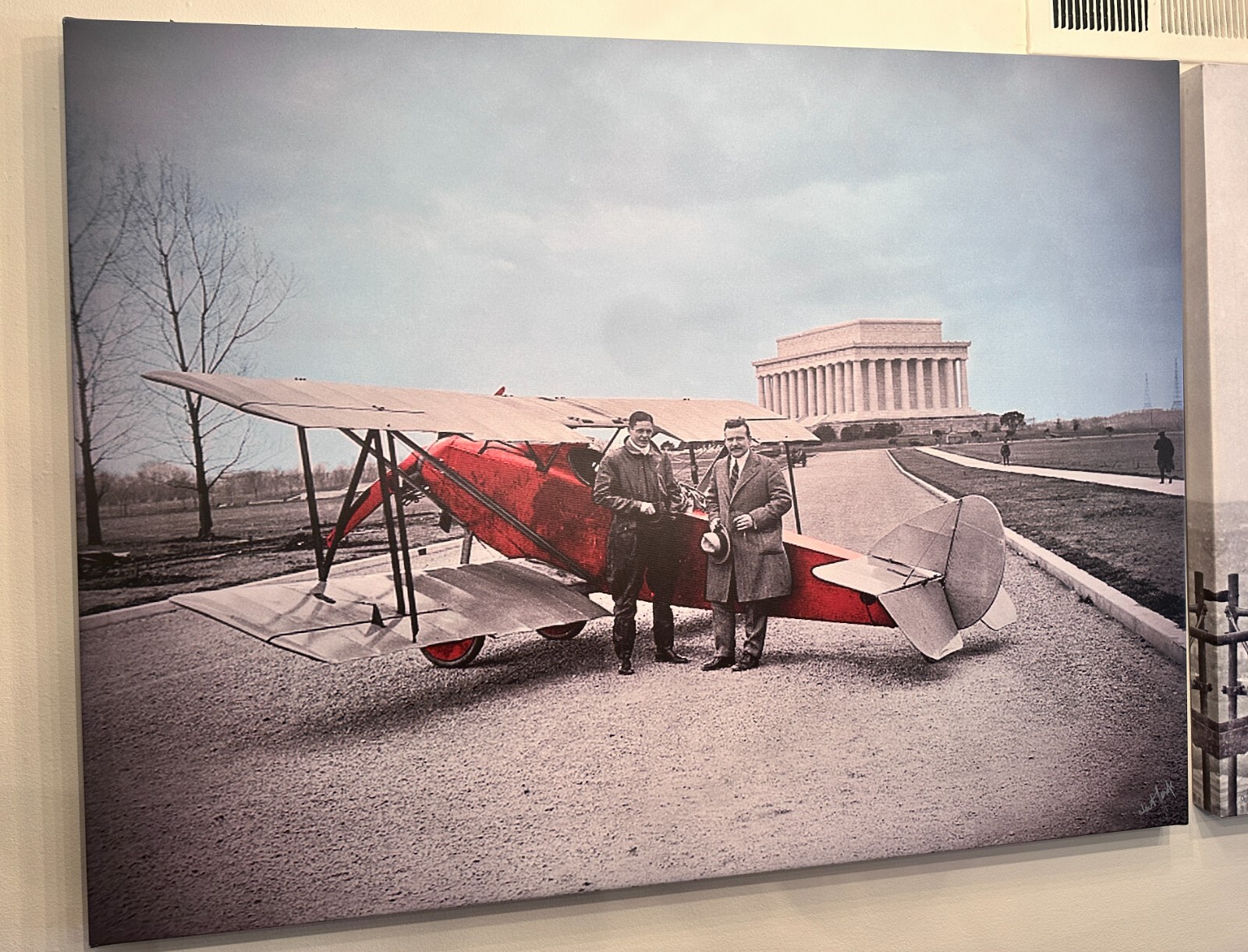 Washington Lincoln Memorial Bi-Plane Large Canvas Photo signed print Jost Houk