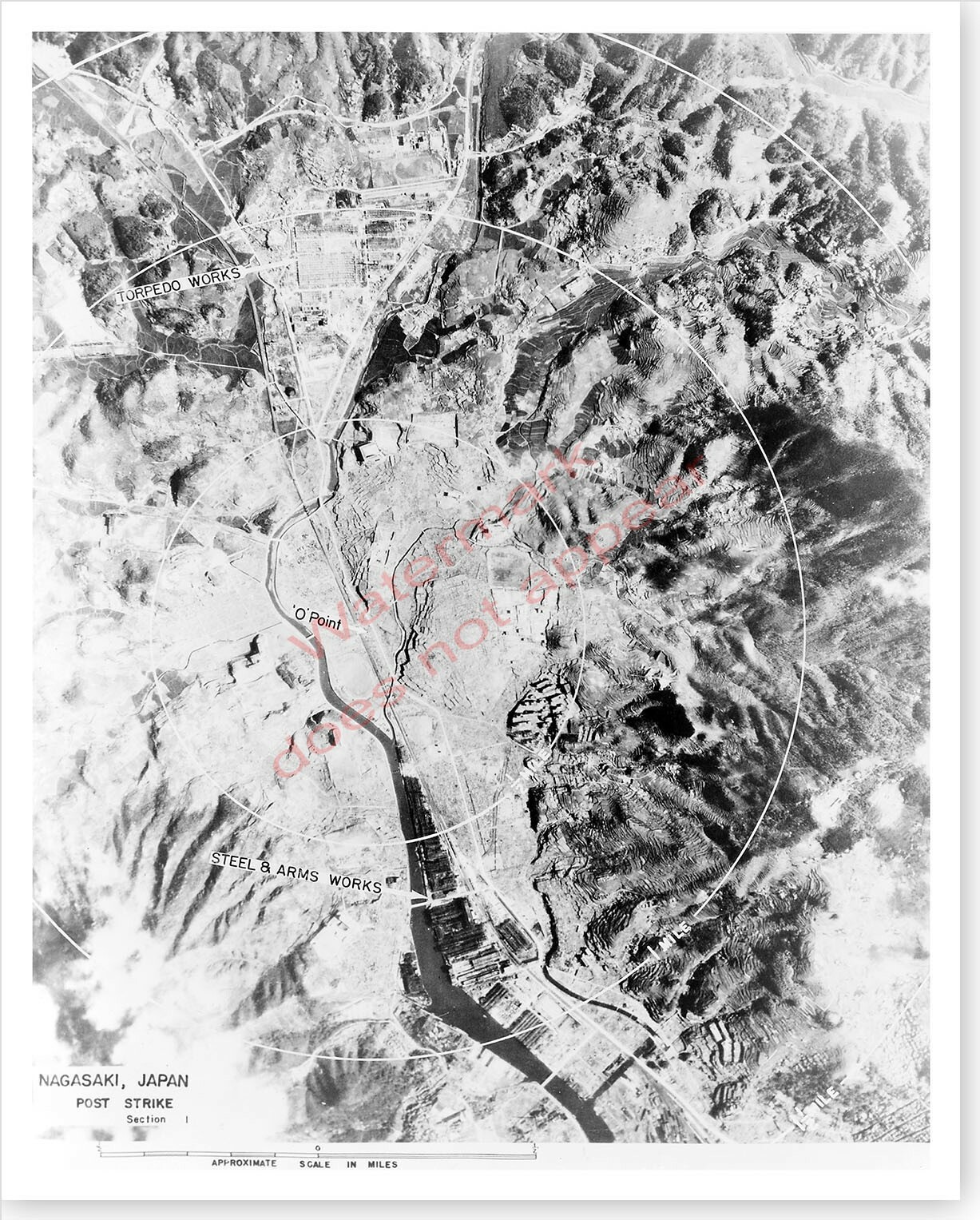 WWII Silver Halide Aerial Photo Of Nagasaki After Atomic Bomb #2