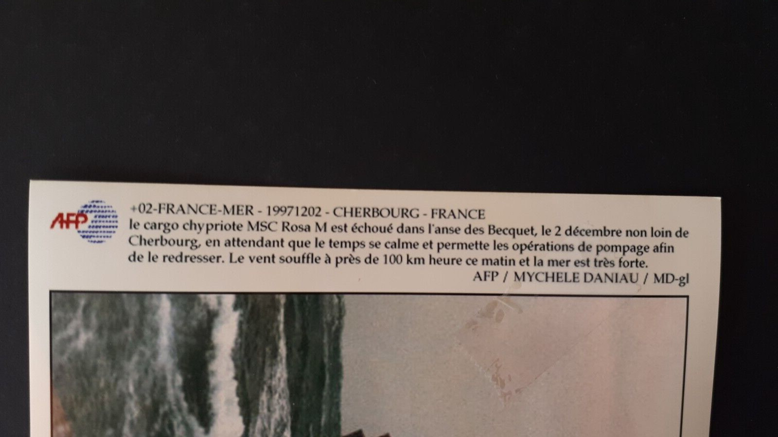 Current News Photo AFP Sea France Shipwreck Cargo Ship CYPRIOT MSC ROSA 1997