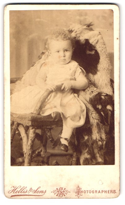 Photograph Hellis & Sons, London, 30 Clapham Road, grumpy looking child