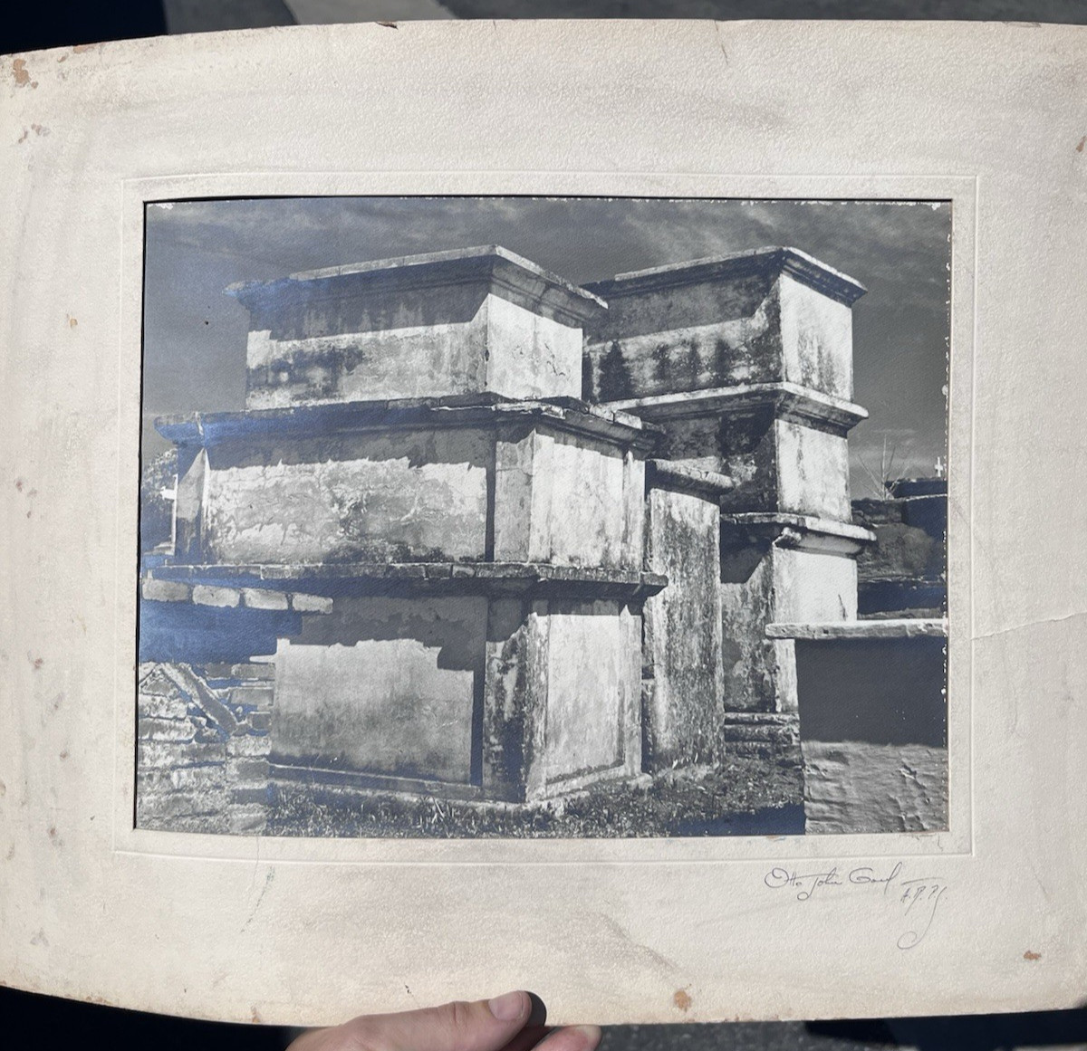 Otto John Gaul Signed Temple of the Frescoes Tulum Mexico Cyanotype Photograph