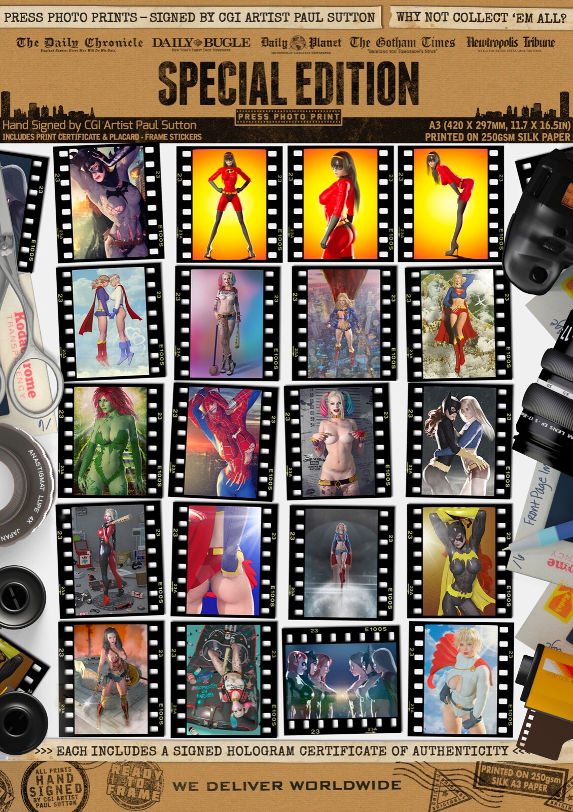 Batgirl OMG! SEXY Barbara Gordon DC Signed A3 Comic Print Gotham Batman Pin-Up