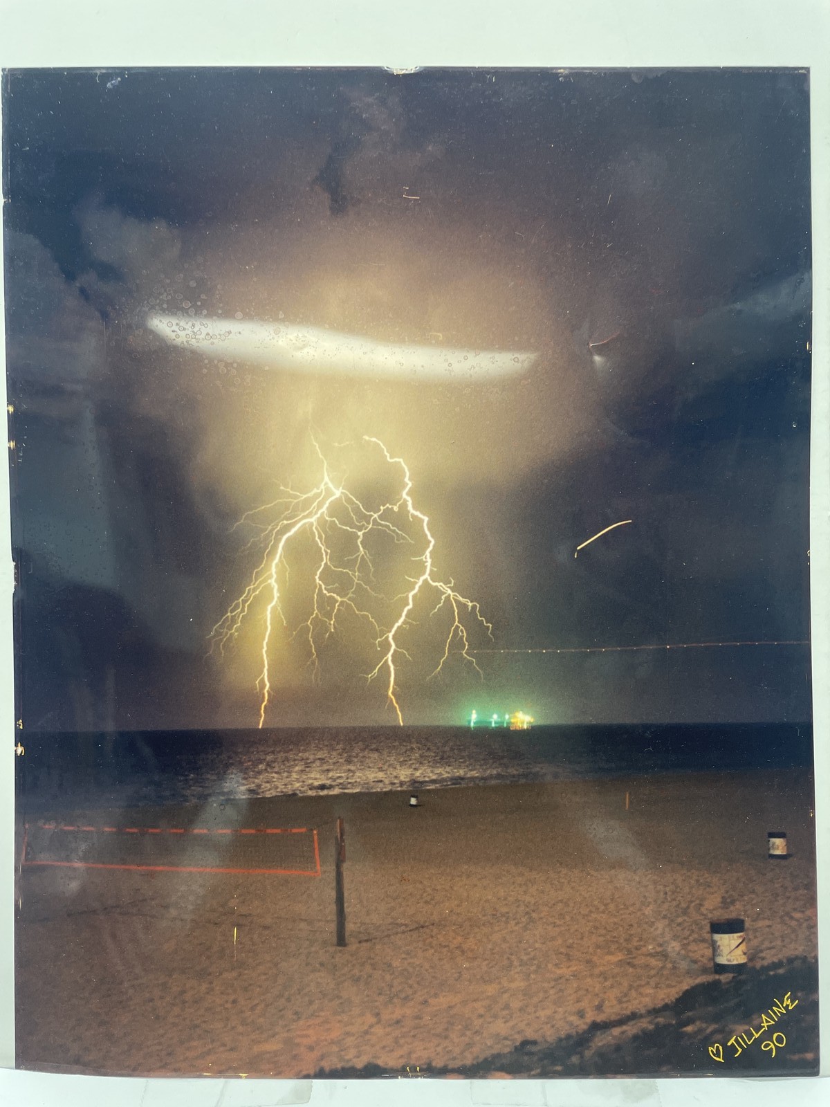 Original Photograph 1990 Jillanne Beach Lightning Storm Ocean Art Print