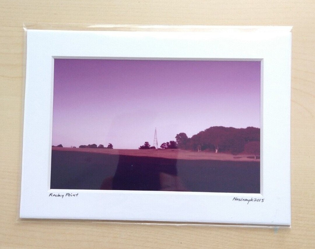 Matted Photo Print Photography Home Decor Rocky Point RI Landscape Purple Sky
