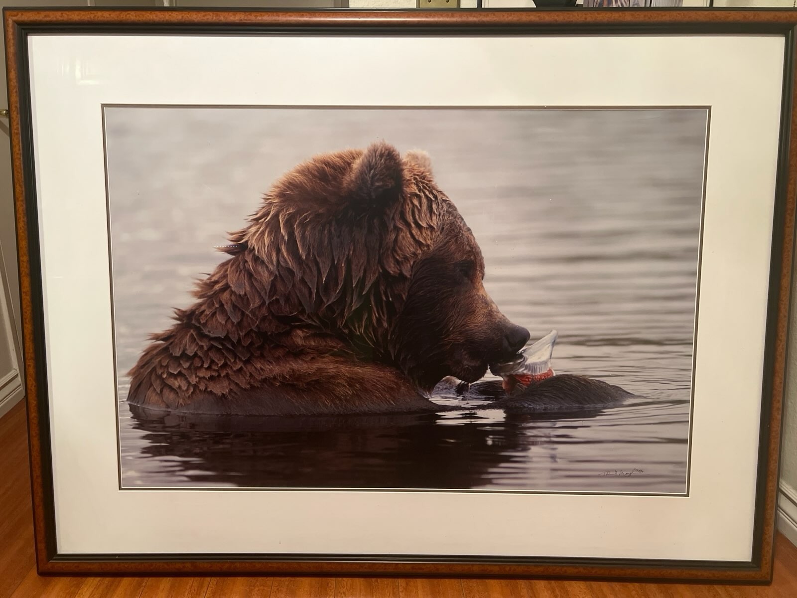 Thomas Mengelsen Prints Framed Wildlife Bear in Water Landscape