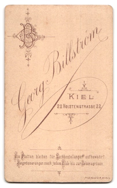 Photograph Georg Billström, Kiel, Holstenstr. 22, young gentleman in fashion dress