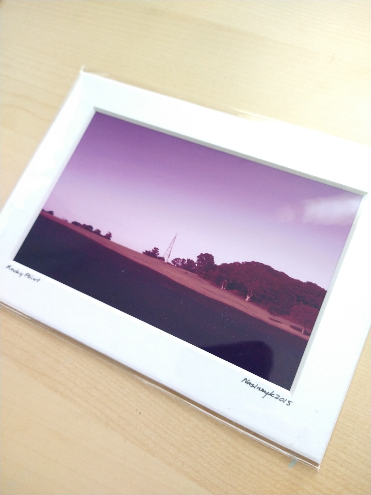 Matted Photo Print Photography Home Decor Rocky Point RI Landscape Purple Sky