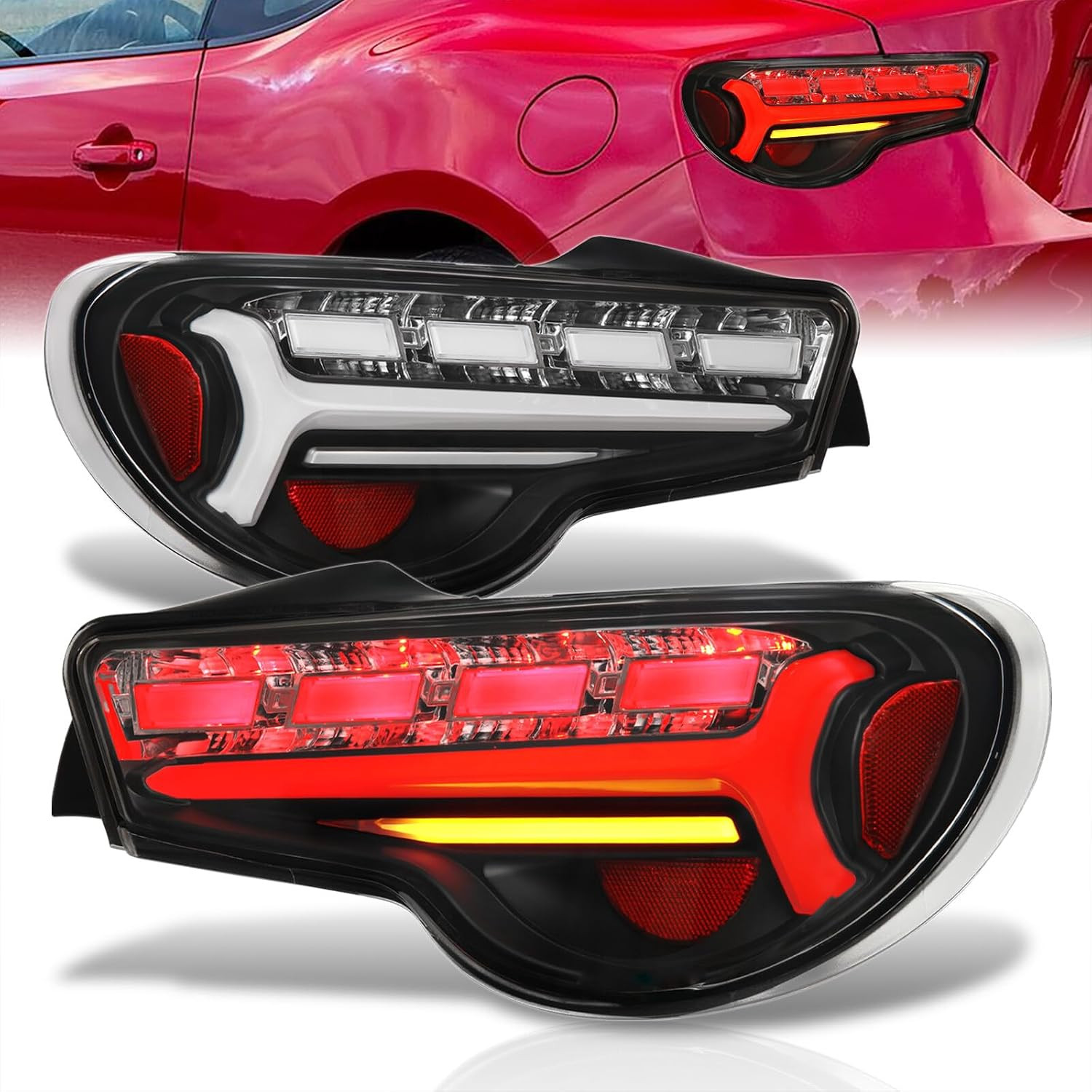 JDM Sequential Signal LED DRL Tail Lights Brake Lamps Stop Assembly Pair Set Com
