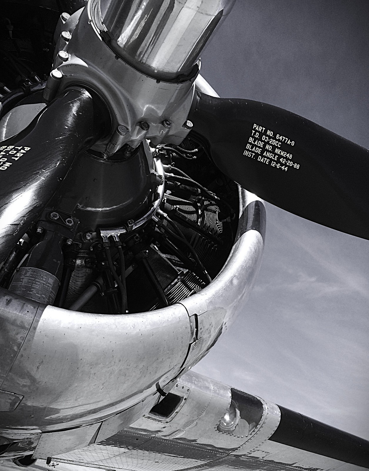 KUMAphotography – WWII B-17 Engine/Wing B&W Photograph Art Print 8″x10″ NO FRAME