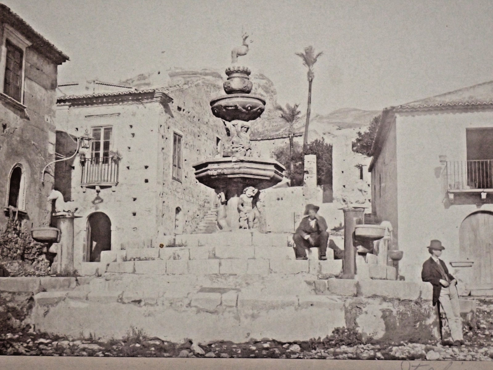 Antique Taormina Sicily Photo Fontana del Duomo Louis C Tiffany Collection Stamp