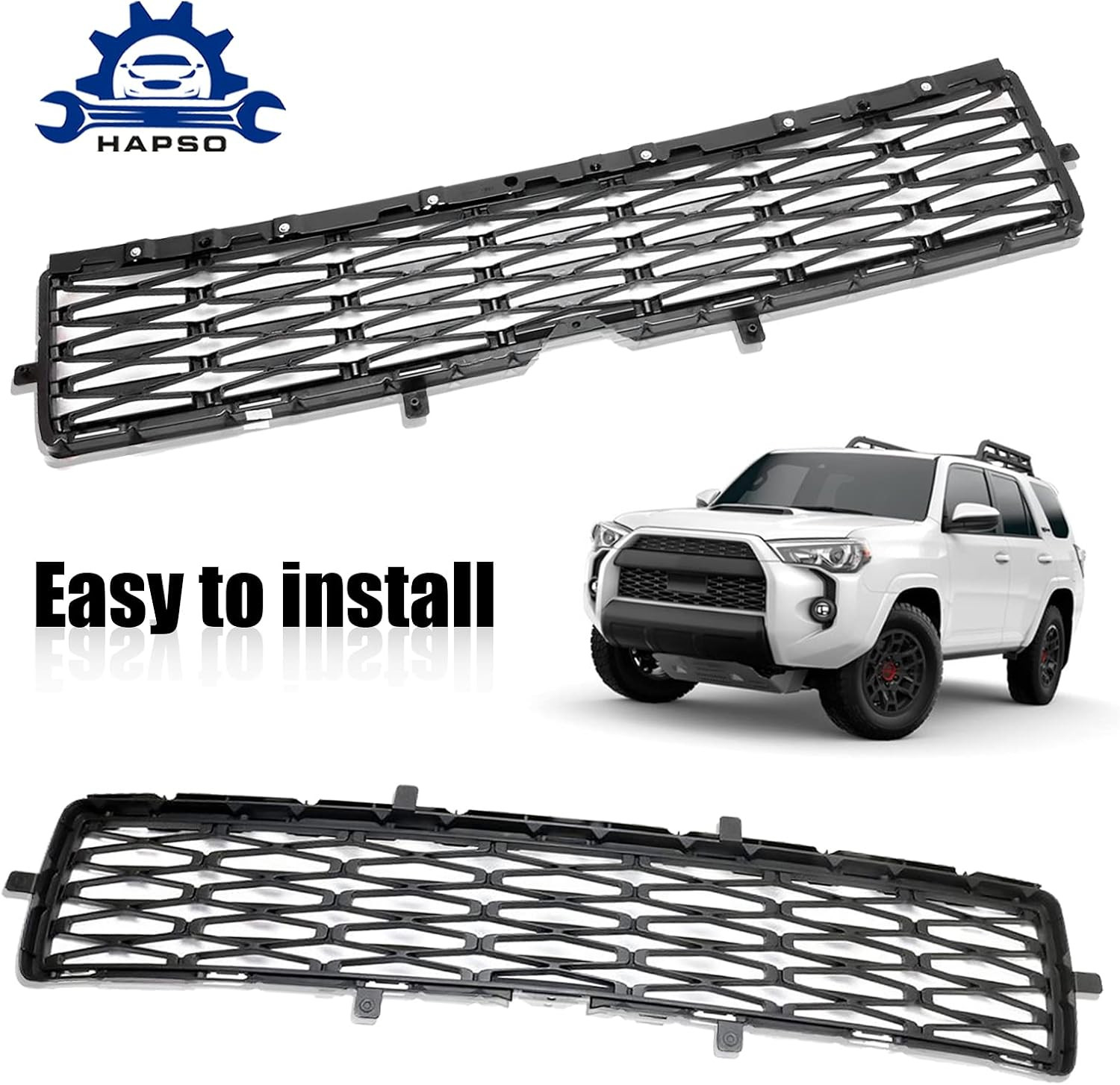 Front Bumper Upper Grille & Front Bumper Lower Grille Assembly Fit for 2014-2019