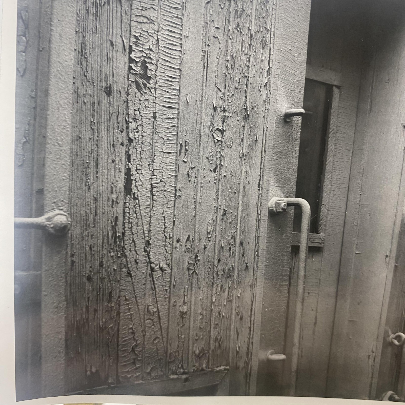 Weathered Railroad Boxcar Door Rails 4×5 Black White Glossy Photograph Original