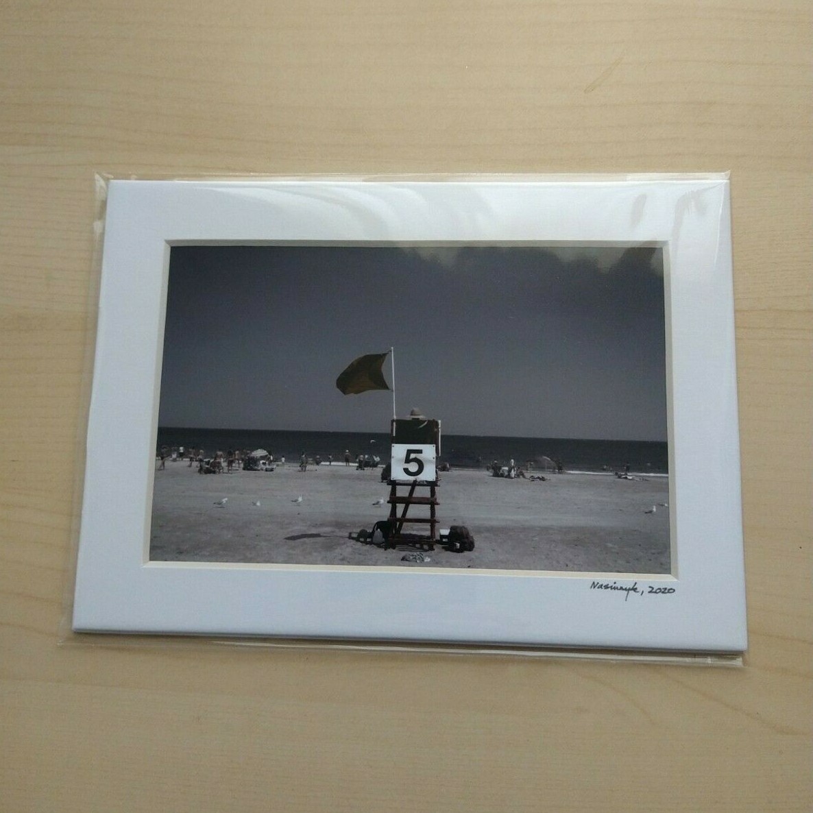 Matted Photo Print Hampton Beach Lifeguard #5 New England Photography Home Decor