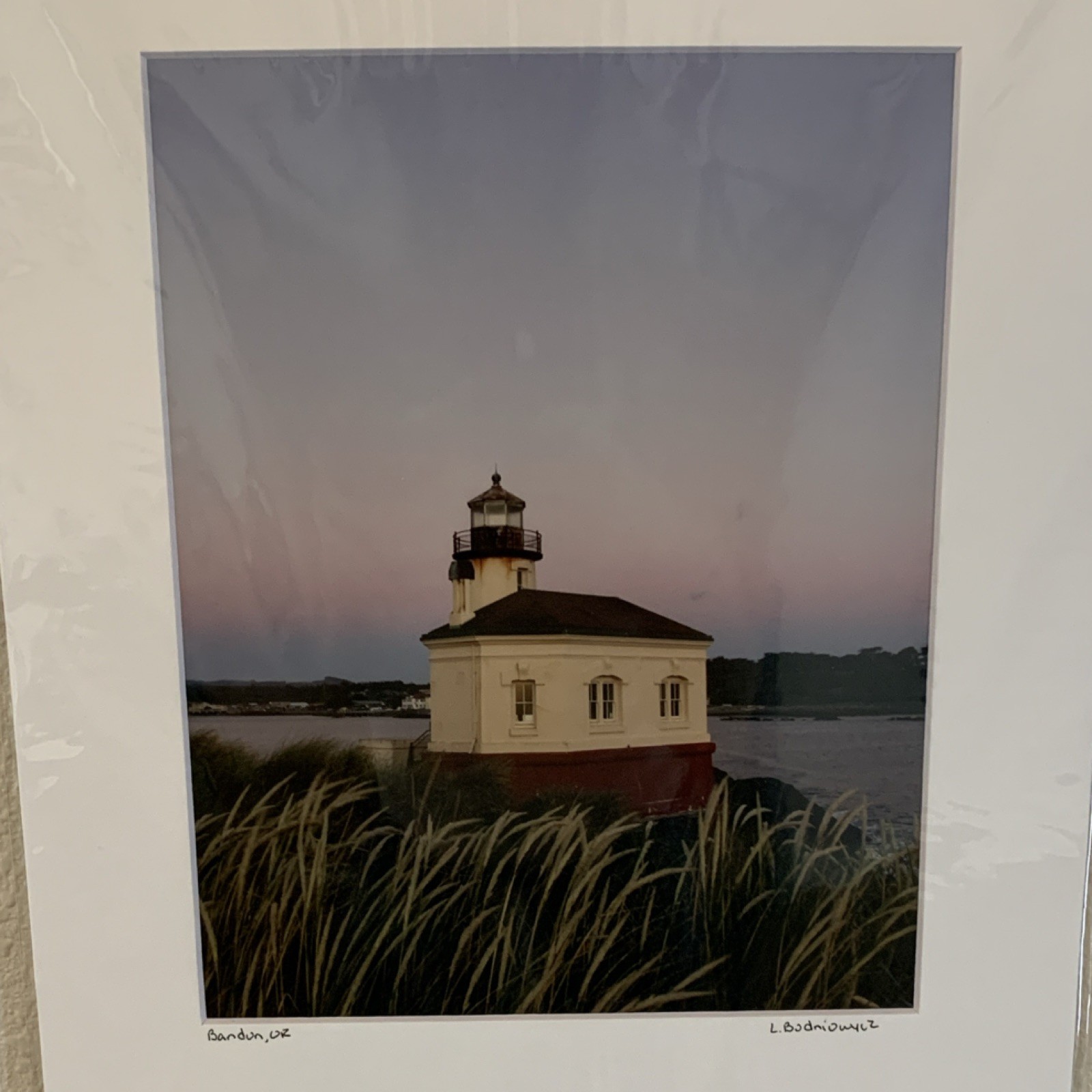 Bandon Oregon Photography Print – Coquille River Lighthouse Signed and Matted