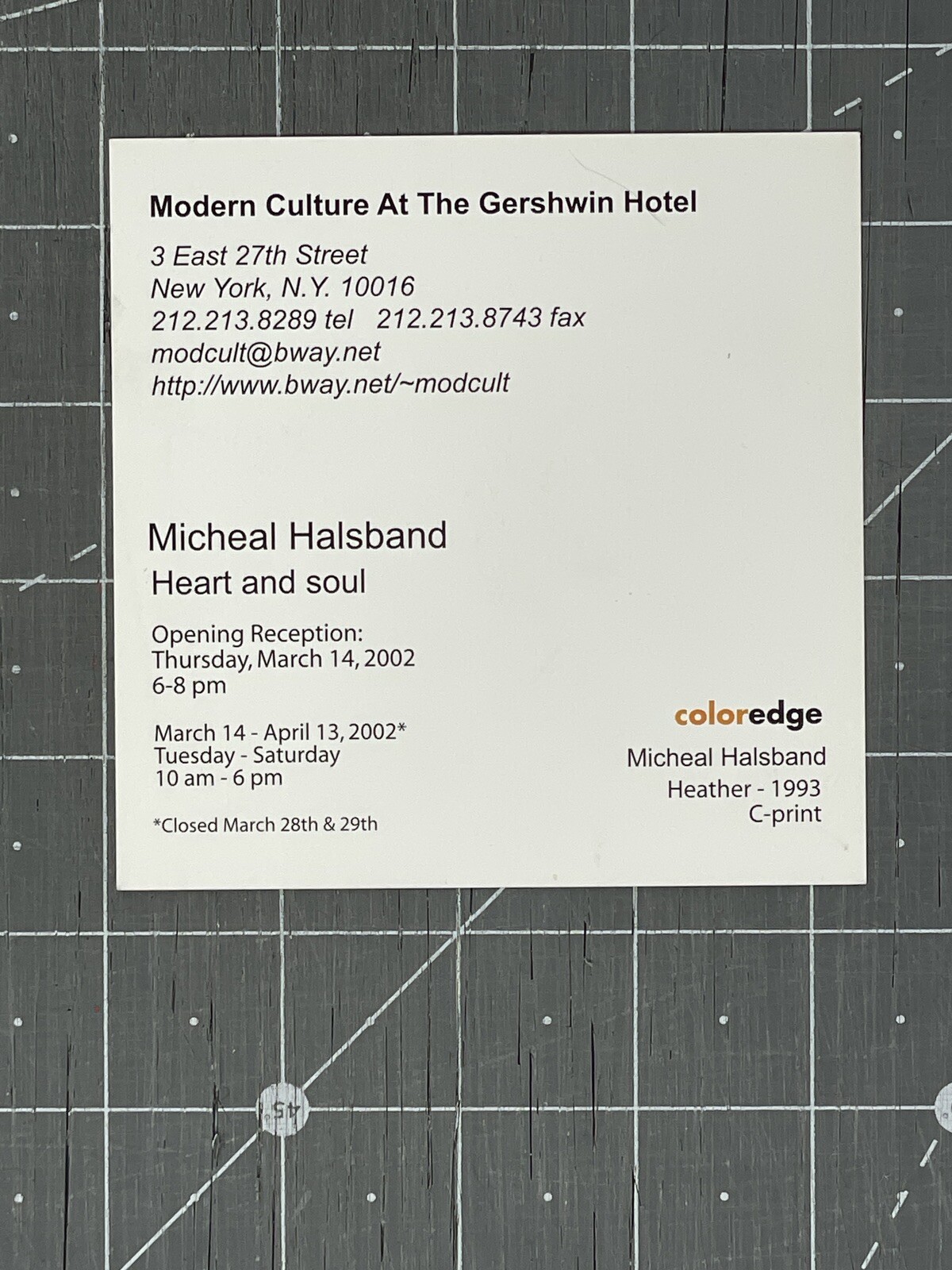Michael Halsband (b. 1956) Art Show Announcement Card 2002 – Heart And Soul