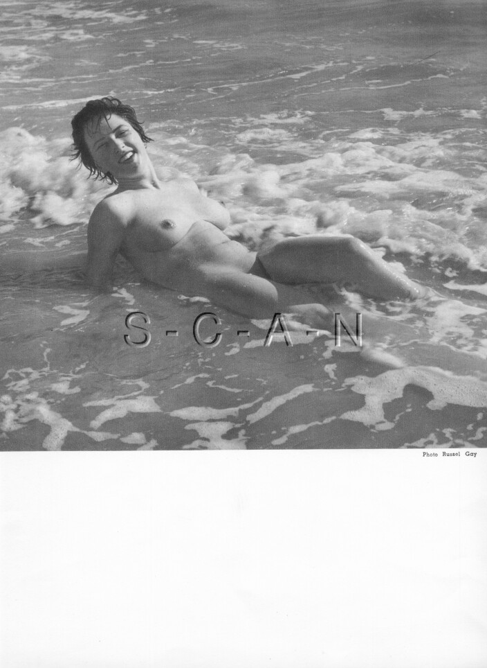 Org French 50s-70s Nude Large (9 x 12) Lithograph- Naturism- Woman- Ocean Waves