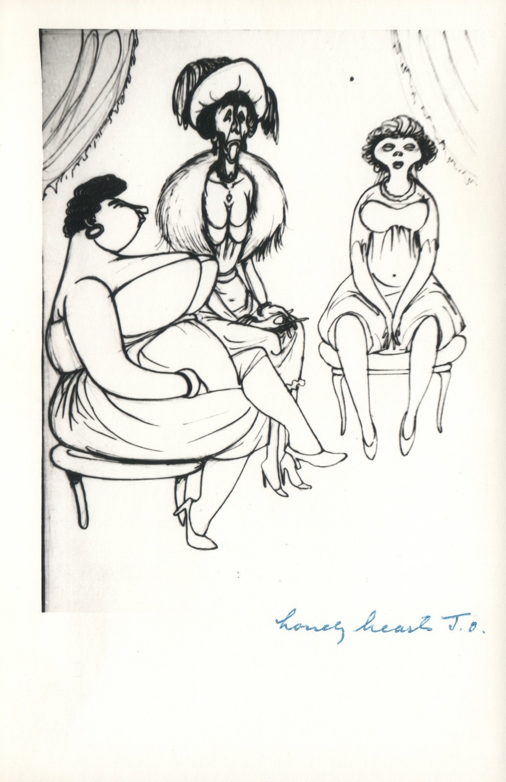 1964 RARE John Olday Real Photo SIGNED Satirical Cartoon Lonely Hearts POSTCARD