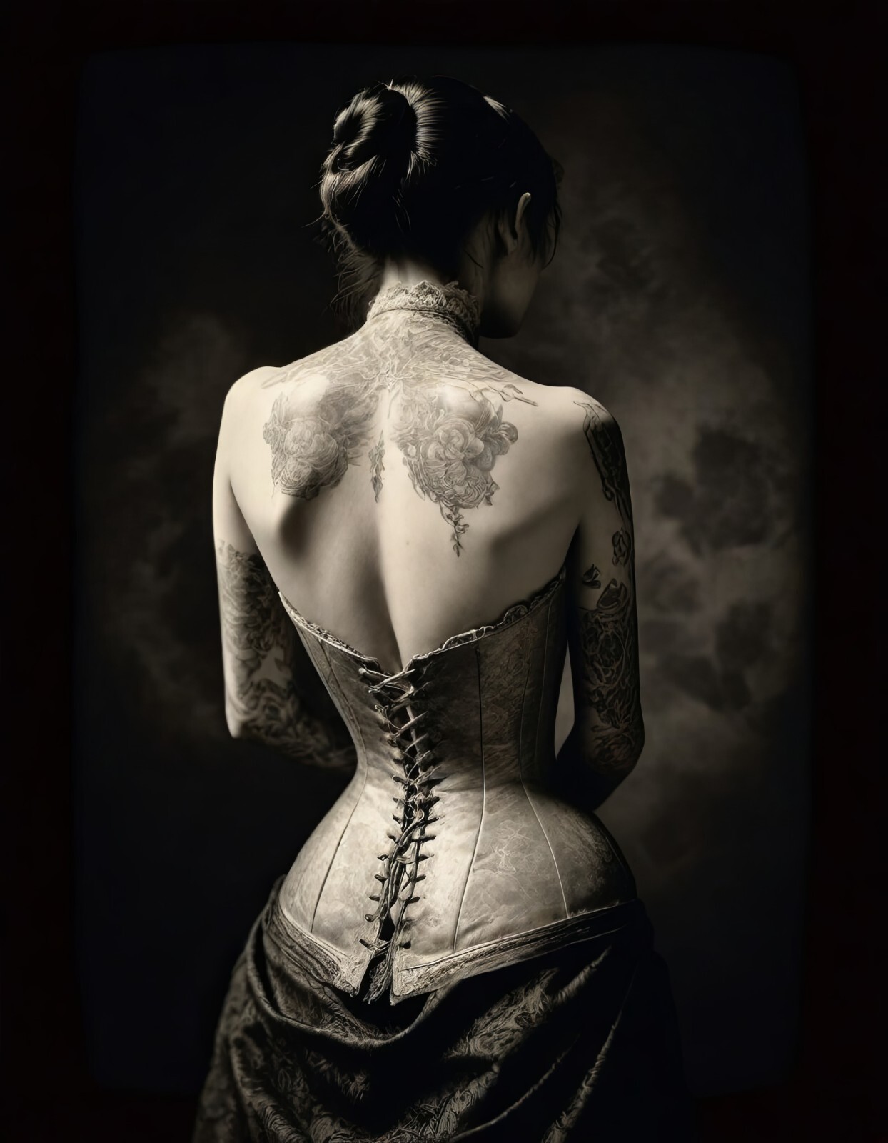 Oriental Tattooed Female Tintype Series C10404RP