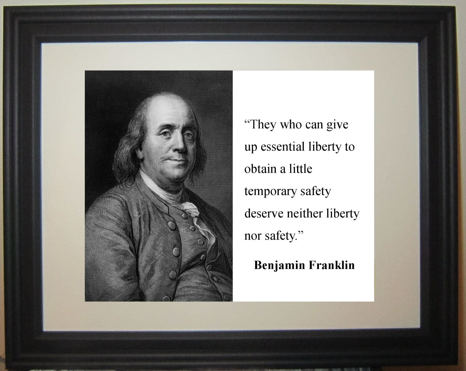 Benjamin Franklin Founding Father ” liberty” Quote Framed Photo Picture