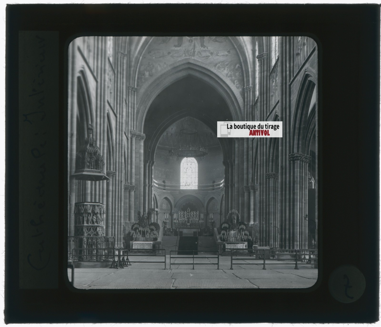 Strasbourg Cathedral, Photo Glass Plaque, Black & White, Positive 8.5X10 Cm