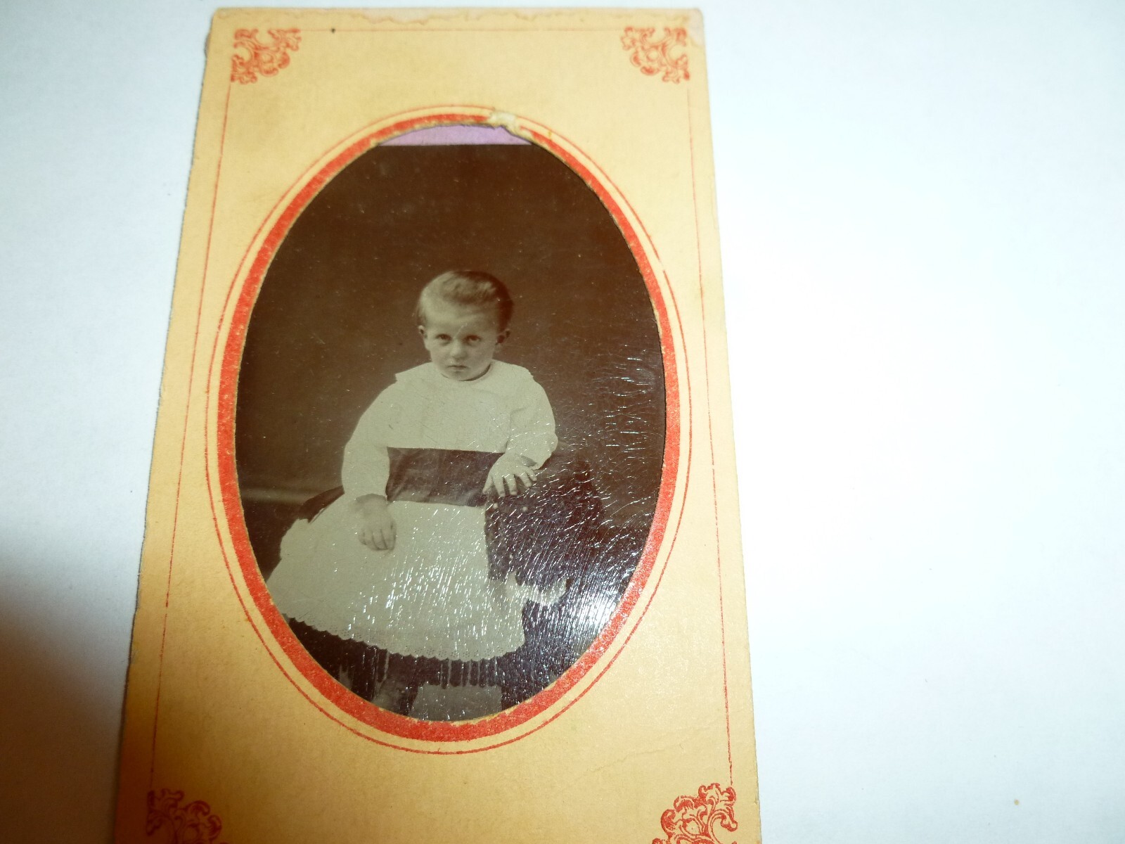 Antique Tin Type Photo Young Girl Child Sitting in a Chair