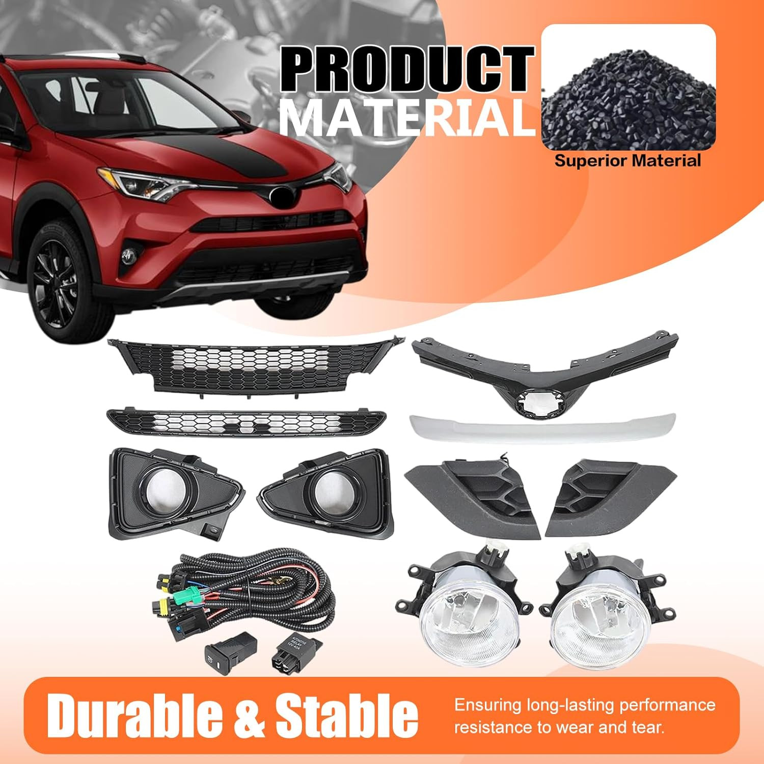 JX RACING Bumper Grille Kit Compatible with Toyota RAV4 SE 2016 2017 2018 Front
